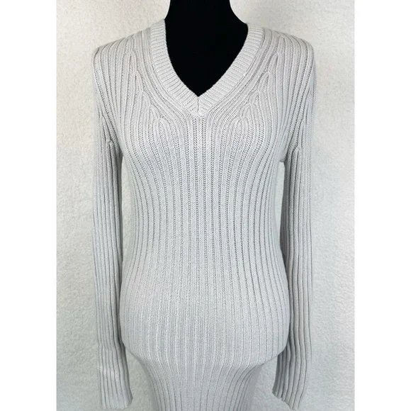 ROMEO & JULIET COUTURE • Grey Ribbed Knit Sweater Bodycon Midi Dress, M - Picture 9 of 13